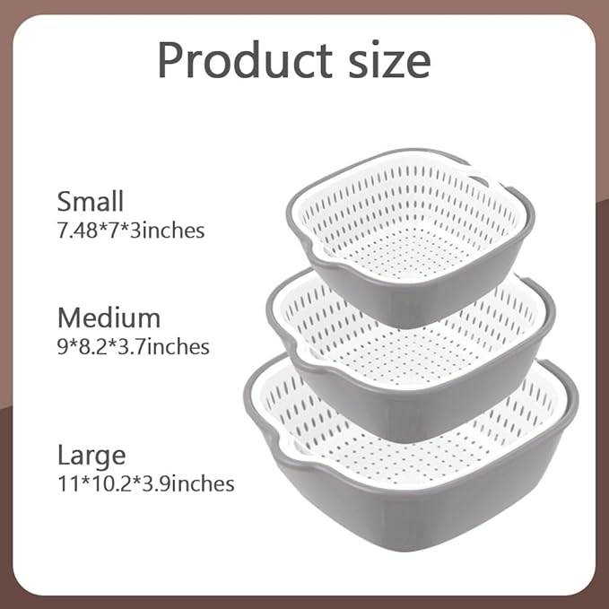Washing Vegetable Baskets in The Kitchen Fruit Baskets Multi-layer Stackable Vegetable Sinks, Strainer and Washing Fruits and Vegetables Kitchen Colander Set