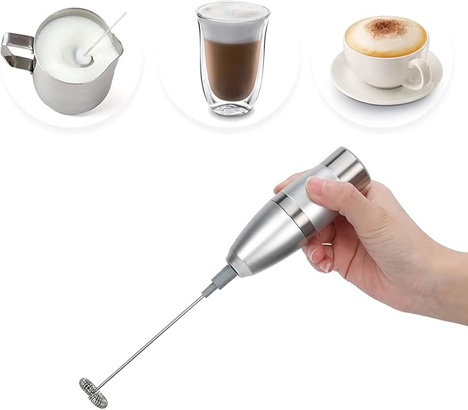 Milk Frother, Handheld Electric Milk Frother, Egg Beater, Automatic Glass Mix, Battery Operated, Electric Foam Maker, Kitchen Tool for