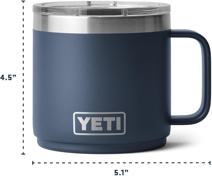 YETI Rambler 14 oz Ceramic Lined Stackable Mug, Vacuum Insulated, Stainless Steel with MagSlider Lid, Black