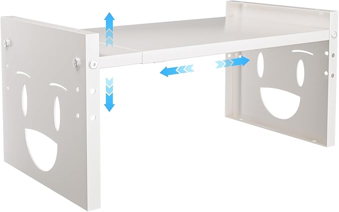Fun-Face Expandable Cabinet Shelf Organizer,Adjustable Height & Width, Stackable Metal Storage Rack,Kitchen Spice Rack, Pantry Shelf, Countertops (2, White)