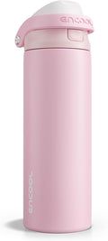 ENCOOL Leakproof Insulated Water Bottle with Straw Dual-Sip Water Bottle Bag-Safe Design for Work, Commute & Gym – Keeps Drinks Cold All Day, 24 oz, Poppy Pink