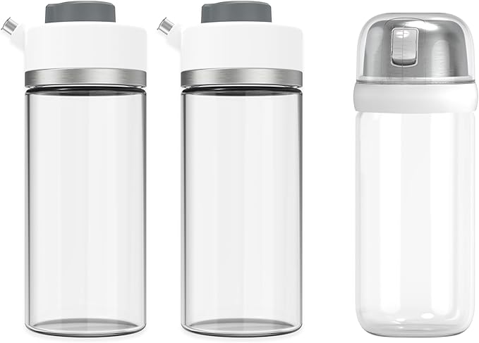 KITCHENDAO Precision Pour Glass Oil Dispenser and Glass Sugar Dispenser with Side Pour Spout
