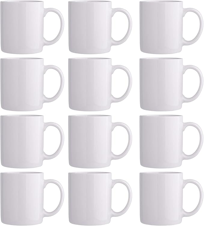 GBhome 12 OZ Off White Coffee Mugs, Ceramic Coffee Mugs with Large Handle for Man, Woman, Light Weight Coffee Mugs Set of 12 for Latte/Cappuccino/Cocoa/Milk, Dishwasher & Microwave Safe