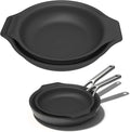 Silicone Pan Protectors & Separators for Stacking (10 & 12 Inch) - Non-Toxic, Heat-Resistant Pads | Dishwasher Safe, Durable Cookware Protector (Black, Mixed)