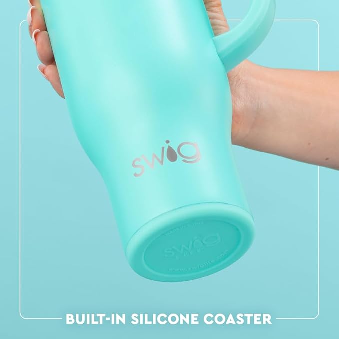 Swig Life 30oz Mega Mug, 30oz Tumbler with Handle and Straw, Large Insulated Tumblers, Cup Holder Friendly Travel Mug, Stainless Steel 30 oz Tumbler, Reusable Insulated Water Bottle (Bubbly)