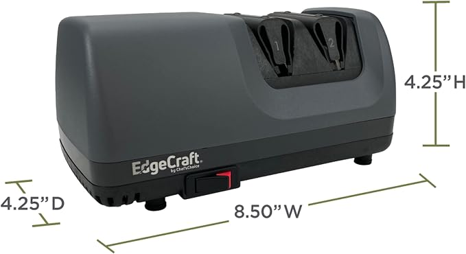 EdgeCraft E317 Electric Knife Sharpeners for 20-Degree Straight and Serrated Knives Diamond Abrasives Precision Angle Control, 2-Stage, Gray, (SHE317GY11)