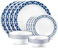 Corelle® Cobalt Circles 16-piece Mugless Dinnerware Set, Service of 4