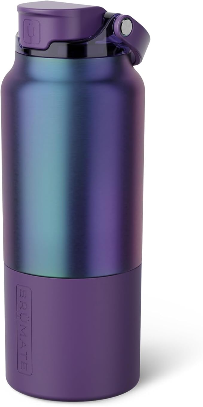 BrüMate Rise 35oz Water Bottle With 100% Leakproof Covered Silicone Straw | Insulated Stainless Steel Water Bottle With Removable Straw | Fast Flow | Soft Sip Silicone Spout | BPA-Free (Dark Aura)