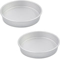 9 Inch Cake Pan Set of 2, Aluminum Round Cake Baking Pans Tins For for birthday cake party cake, Non-Toxic, Only Handwasher.Silver(9×2 round Cake Pan, Set of 2)