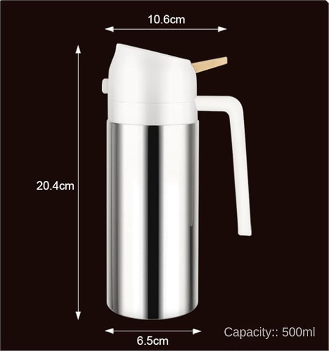 Olive Oil Dispenser Bottle - Soy Sauce Cooking Oil Sprayer Home Use 2-in-1 Olive Dispenser For Air Fryer Salad Syrup Bottle(White,500ml)