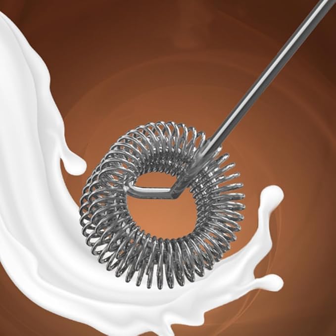 Rechargeable Milk Frother Mini Handheld Wireless Cream Whipper Stainless Steel Double-headed Replaceable 3 Speeds Type-C Charging Port for Cakes and Coffee Latte Patterns (White)