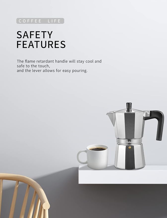 Yabano Stovetop Espresso Maker, 9 Cups Moka Coffee Pot Italian Espresso for Gas or Electric Ceramic Stovetop, Italian Coffee maker for Cappuccino or Latte