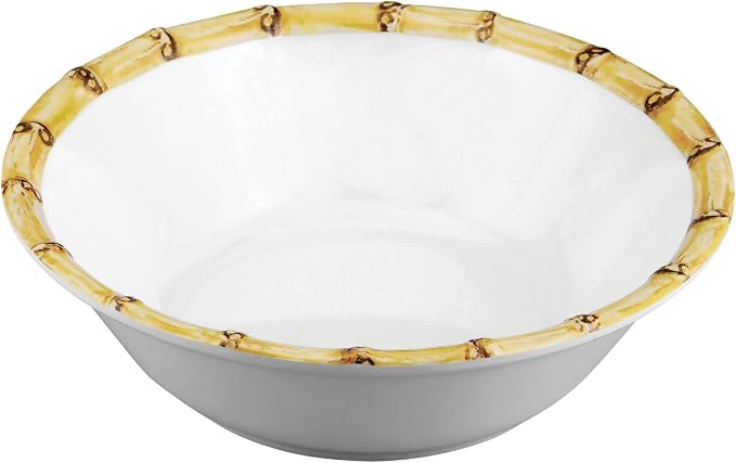 UPware 12 Piece Bamboo Melamine Dinnerware Sets, Outdoor Dishes Set, Plates and Bowls Sets, Service for 4, White