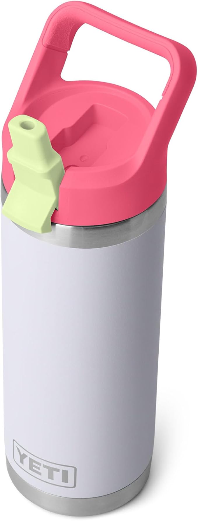 YETI Rambler 18 oz Bottle, Vacuum Insulated, Stainless Steel with Color Matching Straw Cap, Mist/Pink/Grasshopper