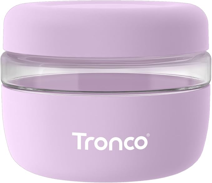 Tronco 16 oz Glass Food Storage & Lunch Bowl Containers with Airtight Lids | Leak & Spill Proof Meal Prep Container & Food Storage Jar for Lunch, Salad, Oats, Soup, BPA-Free, Microwave & Dishwasher Safe