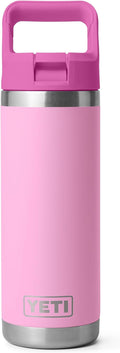 YETI Rambler 18 oz Bottle, Vacuum Insulated, Stainless Steel with Color Matching Straw Cap, Power Pink/Wildflower