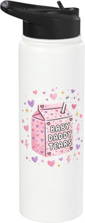 Baby Daddy Tears Retro Pink Milk Carton Hearts Aesthetic Stainless Steel Insulated Water Bottle