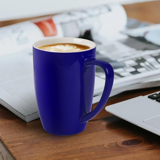 homEdge Porcelain Mug Set, 16 Ounces Cup for Tea, Latte, Mocha, Hot Chocolate, Set of 6, Navy