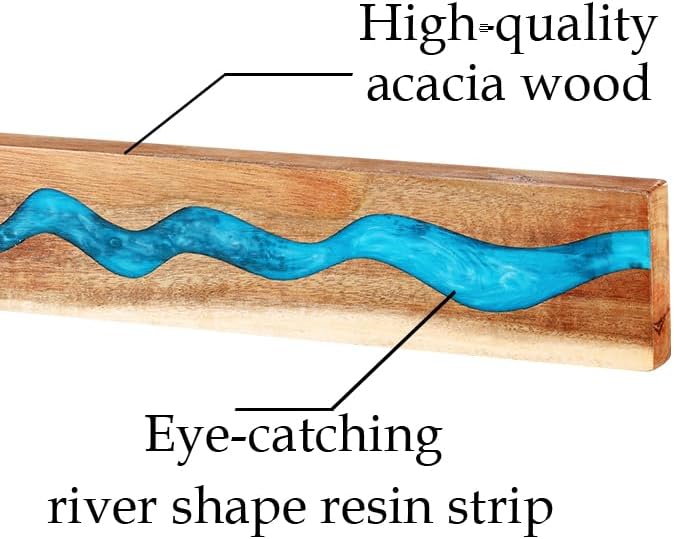 Magnetic Knife Holder, 15.7 Inch Walnut Wood and Resin Magnetic Knife Bar for Wall, Heavy Duty Magnet Holds 8 Knives, Handcrafted Light Blue (Sapphire Dream)