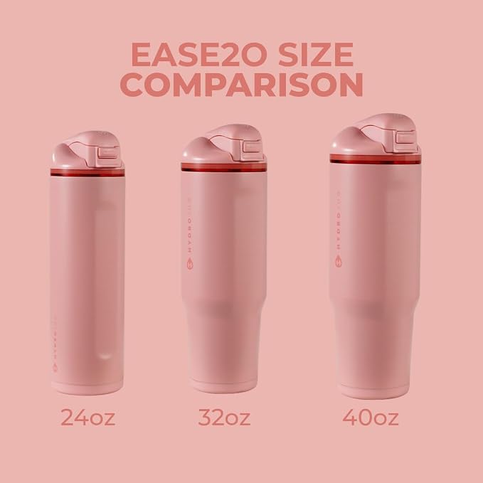 HydroJug Ease2o Water Bottle with Straw & Chug Lid, Stainless Steel, Vented Cap to Help Reduce Pressure, Water-Level Window, Cup Holder Friendly, Non-Slip Base – 24oz, Tulip