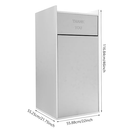 30 Gallon Commercial Trash Can, Wooden Trash Can Cabinet with Tray Holder Garbage Can withTrash Bag for Restaurants, Cafes, Kitchens, and Offices, Durable Garbage Receptacle (Silver)