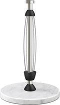 Marble Paper Towel Holder Countertop, Stainless Steel, One-Handed Tear, Freestanding Paper Towel Stand Rack with Ratchet Mechanism for Kitchen Toilet Bathroom Essentials Decor Accessories, Silver