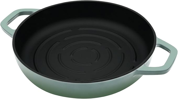 Flavehc Bread Oven Cast Iron Bread Dutch Oven with Cloche Lid for Bread Baking Green Enameled Cast Iron Bread Oven with Dome Lid for Sourdough, 9.8 Inches