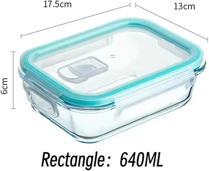 Glass Bento Lunch Box with Lid, Microwave and Dishwasher Safe Meal Prep Container for Office Food Storage(640ml)