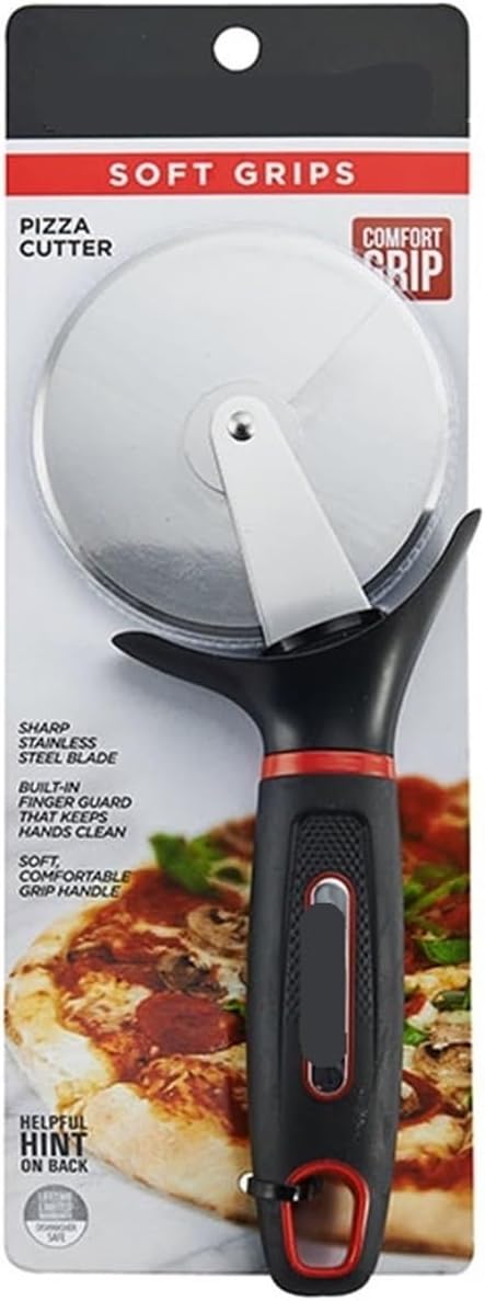 Soft Grip Stainless Steel Pizza Wheel with Blade Guard Comfortable Handle Dishwasher Safe Pizza Slicing Focaccia Baking