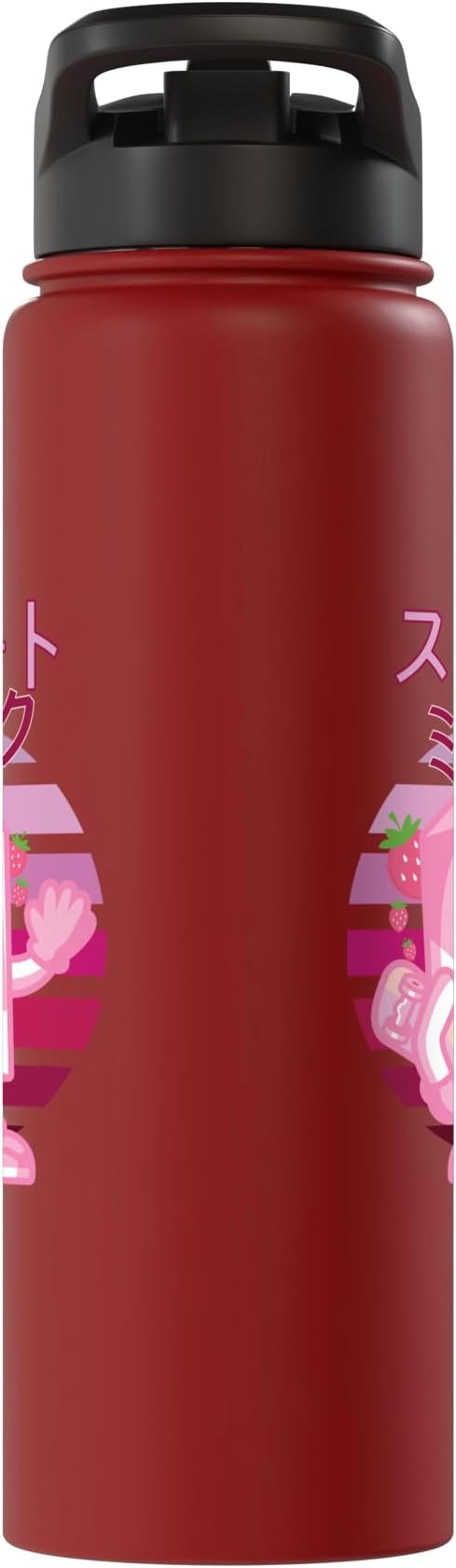 Retro 90s Japanese Skateboarding Strawberry Milkshake Carton Stainless Steel Insulated Water Bottle