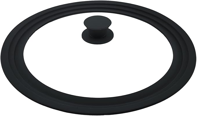 Universal Lid for Pots,Pans And Skillets,HR Huare Technology Tempered Glass with Heat Resistant Silicone Rim,Dishwasher Safe,Fit Cookware 8.5", 9.5”, 10”, Black,1 Pack