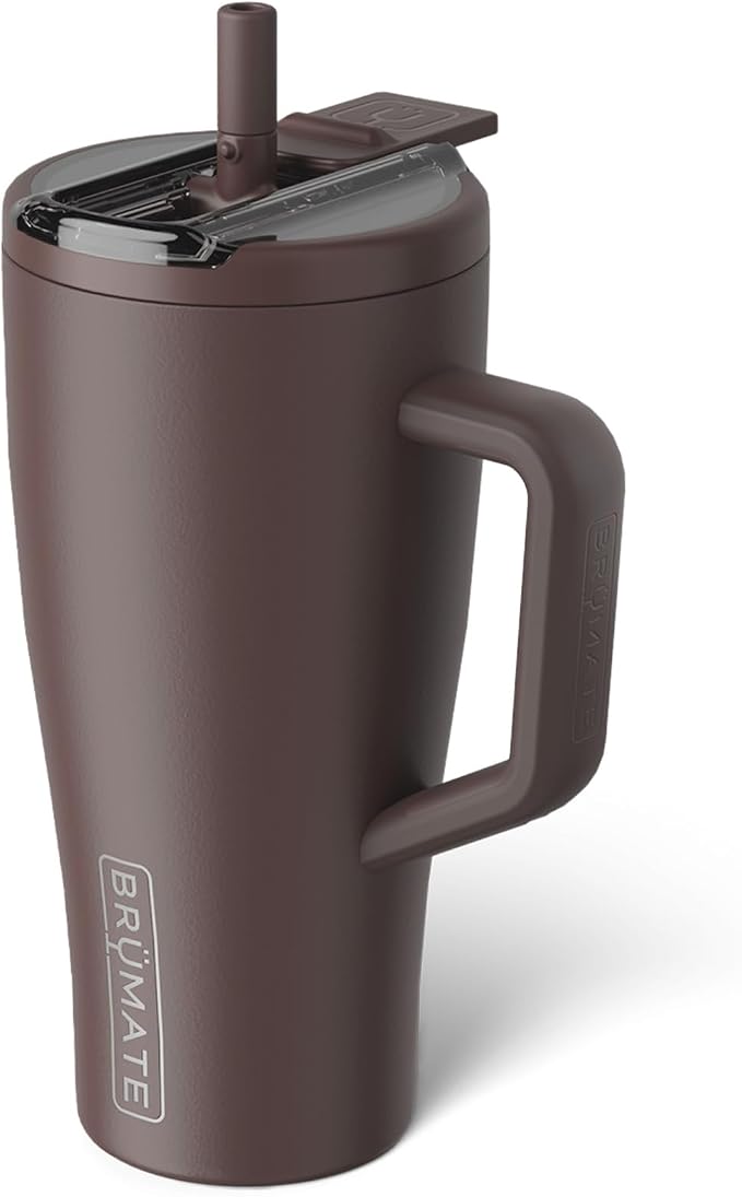 BrüMate Era Flip 30oz Tumbler with 100% Leakproof Covered Straw Lid | Hygienic Covered Straw | Insulated Stainless Steel Water Bottle with Handle | Cup Holder Friendly | BPA-Free (Java)