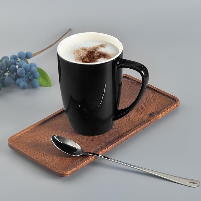 homEdge Porcelain Mug Set, 12 Ounces Cup for Tea, Latte, Mocha, Hot Chocolate, Set of 6, Black