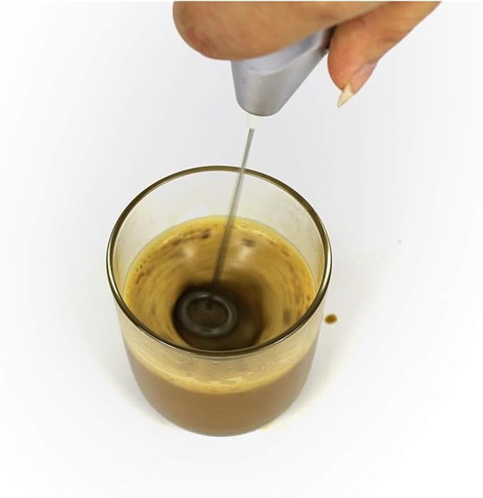 Handheld Milk Frother Electric Mixer for Lattes, Frappe, Matcha, Hot Chocolate, Coffee, and More with Anti-Skid Handle, Non-Stick Whisk, Battery Powered(Black)
