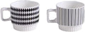 Stackable Coffee Mugs Set of 2, Simple Geometric Patterns Coffee Mug, 12oz Tea Cup Set, Espresso Cups, Stacked Mug Set for Household Party Housewarming Gift（1）
