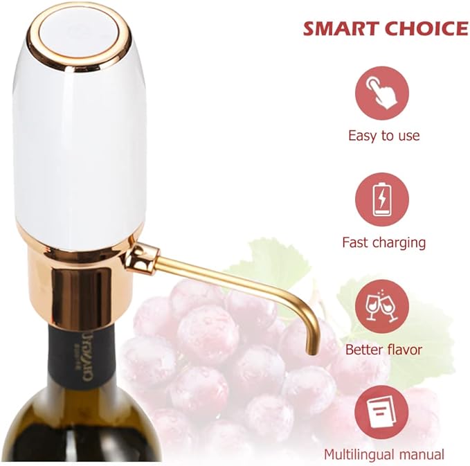 Electric Wine Aerator Dispenser Electric Smart Decanter Professional USB Rechargeable Wine Decanter With Upgraded Adjustable Stainless Steel Telescopic Connecting Tube Wine Gift for Mom Wife…