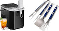 Silonn Ice Maker Countertop, Portable Ice Machine with Carry Handle & YouTheFan NFL New York Giants Spirit Series 3-Piece BBQ Set, Stainless Steel, 22" x 9"