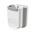 Collapsible Hanging Kitchen Trash Can Kitchen Waste Bin Hanging Countertop Trash Can Wall Mounted Recycling Garbage Basket for Bathroom(L,Gray White)