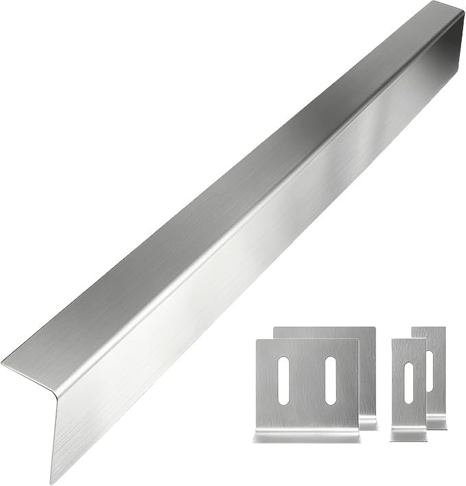 30" Slide-In Range Rear Filler Kit, Stainless Steel Stove Gap Filler Behind Range, Adjustable 1" or 2.25" Backguard Trim Kit, Easy Install Backsplash Gap Cover Compatible with 30" Ranges,Silver