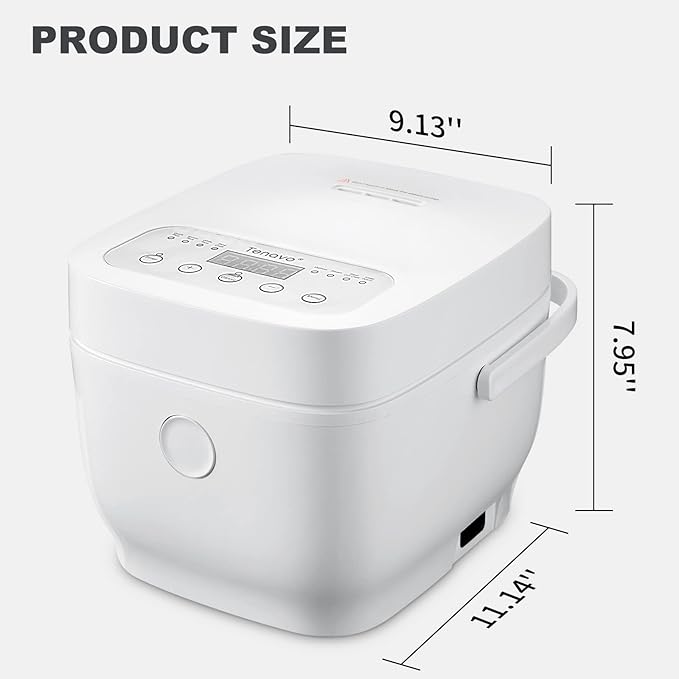Digital Mini Rice Cooker 4 Cups Uncooked, 2L Rice Cooker Small, Portable Rice Cooker Small for 3-4 People, Travel Rice Cooker, Multi-cooker with 8 Smart Programs, 400W, White