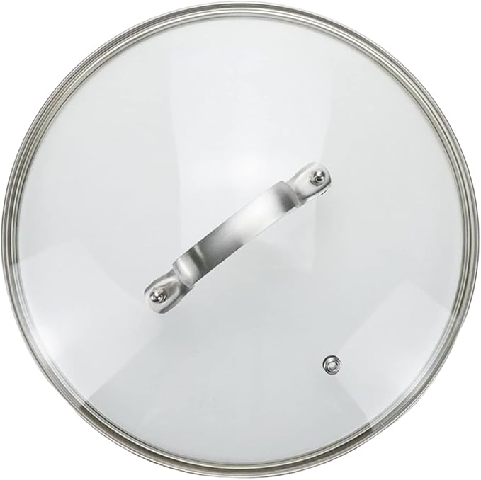 10 Inch Clear Glass Pot Lid for Frying Pan Replacement Cover Can Withstand 356°F (180℃) with Stainless Steel Arch Bridge Handle,Matte Silver