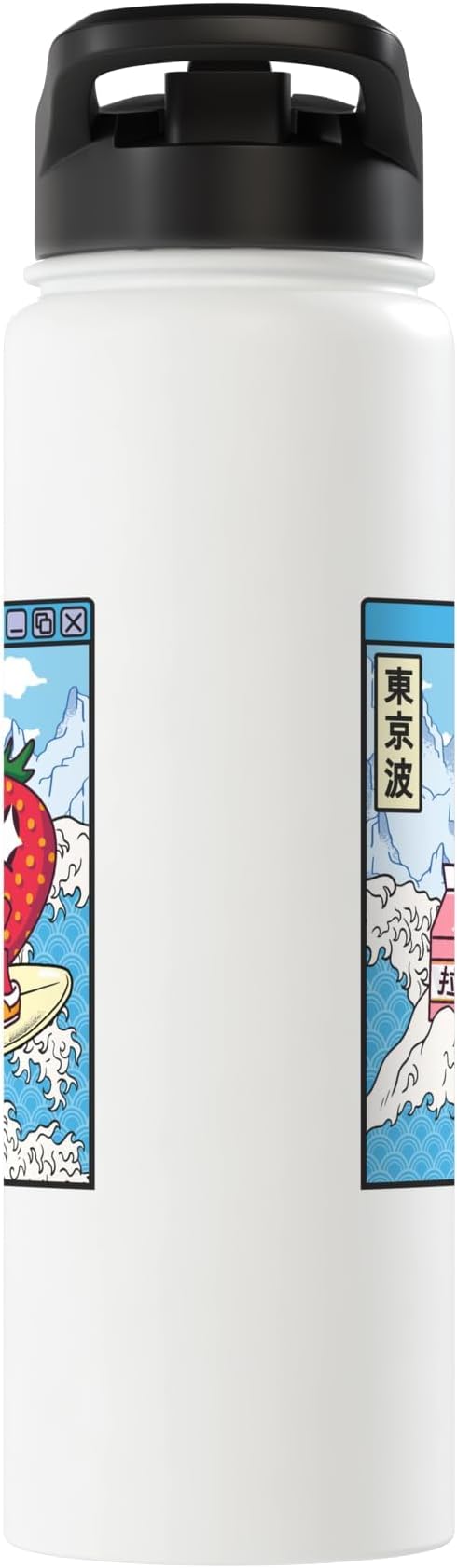 Strawberry Milk Carton Great Waves Kawaii Aesthetic Stainless Steel Insulated Water Bottle