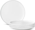 Ceramic Dinner Plates, 10.25 Inch, Set for 4, Modern White | Flat Dish Design, Microwave & Dishwasher Safe, Perfect for Family and Entertaining, For Steak, Sandwiches, Pizza, Pasta