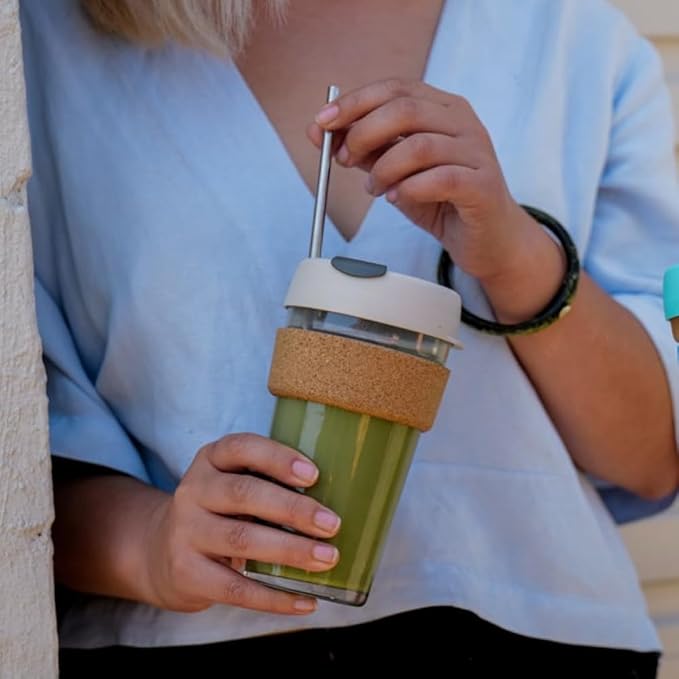 KeepCup Brew Cork, Reusable Glass Tumbler with Natural Cork, Grande Coffee Cup 16oz/454ml - Filter