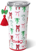 Swig Life 22oz Insulated Tumbler, Travel Coffee Tumbler with Lid, Cup Holder Friendly Travel Coffee Mug, Stainless Steel (Ribbons and Bows)