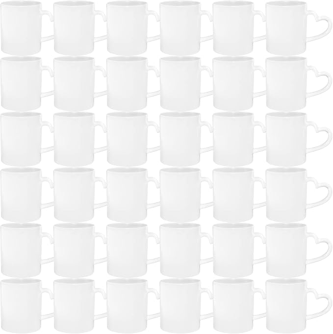 MR.R Set of 36PCS Sublimation Blanks Dishwasher Heart Handle White Ceramic Coffee Mugs 11oz Blank Dishwasher Ceramic Classic Drinking Cup Mug with Heart Handle For Milk Tea Cola Waterâ€¦