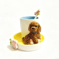 Ceramic Animal Coffee Mug Cup and Saucer Set，200ML(6.8OZ) 3D Hand-painted Tea Cup with Spoon (Reddish Brown)