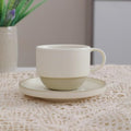 Little minimalist ceramic pottery tea cup with saucer, espresso cup | Matte white,Durable,Microwave and dishwasher safe, stoneware demitasse cup for lungo,cortado,Matcha, Americano