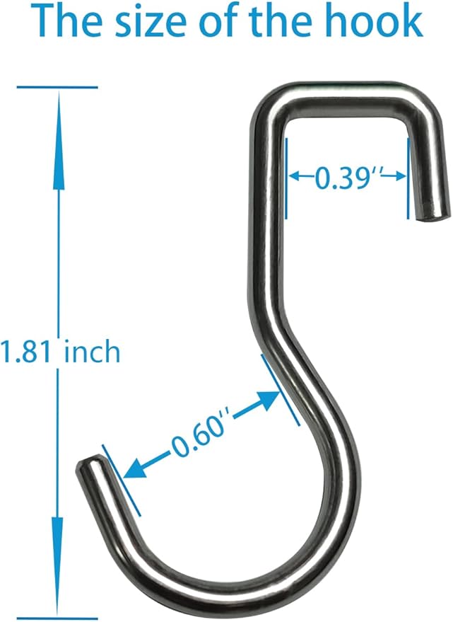 YIIYIIN 12 Pack Stainless Steel Hanging Hooks-Magnetic Knife Holder for Wall Hook-Pot Rack Hook-Hooks for Hanging Kitchen Utensils,Household Tools in Kitchen,Bedroom,Bathroom,Garden,Office