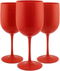 FOX & GRAPES Plastic Stemmed Wine Glasses | Unbreakable/Shatterproof, Reusable, Food Safe, Dishwasher Safe, For Birthday and Party, 16oz (Red, Set of 12)
